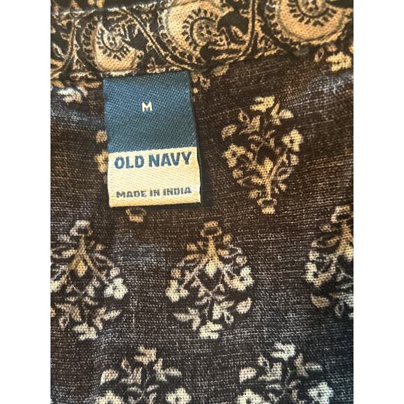 NWT Old Navy Black Patterned Dress Long Sleeves V Neck Elastic at Waist Sz Med - Picture 3 of 7